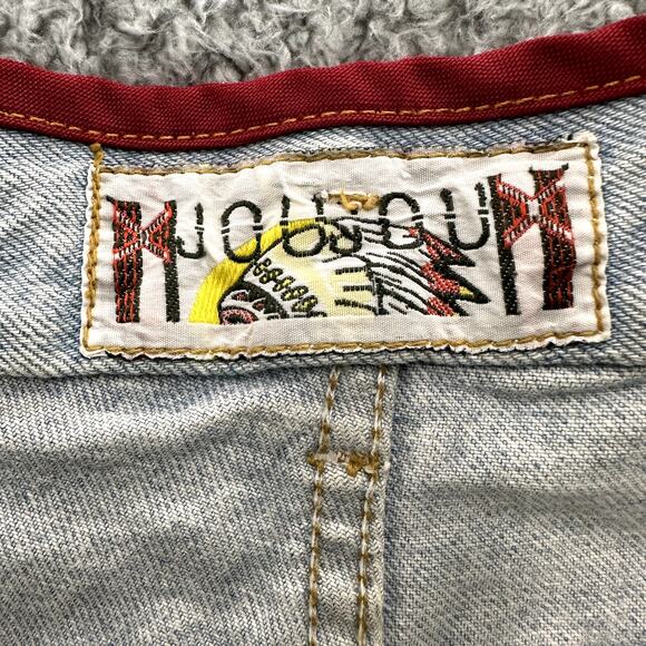 JOUJOU Denim Skirt Women's Small? Embroidered Native American Accents Distressed - Picture 7 of 9